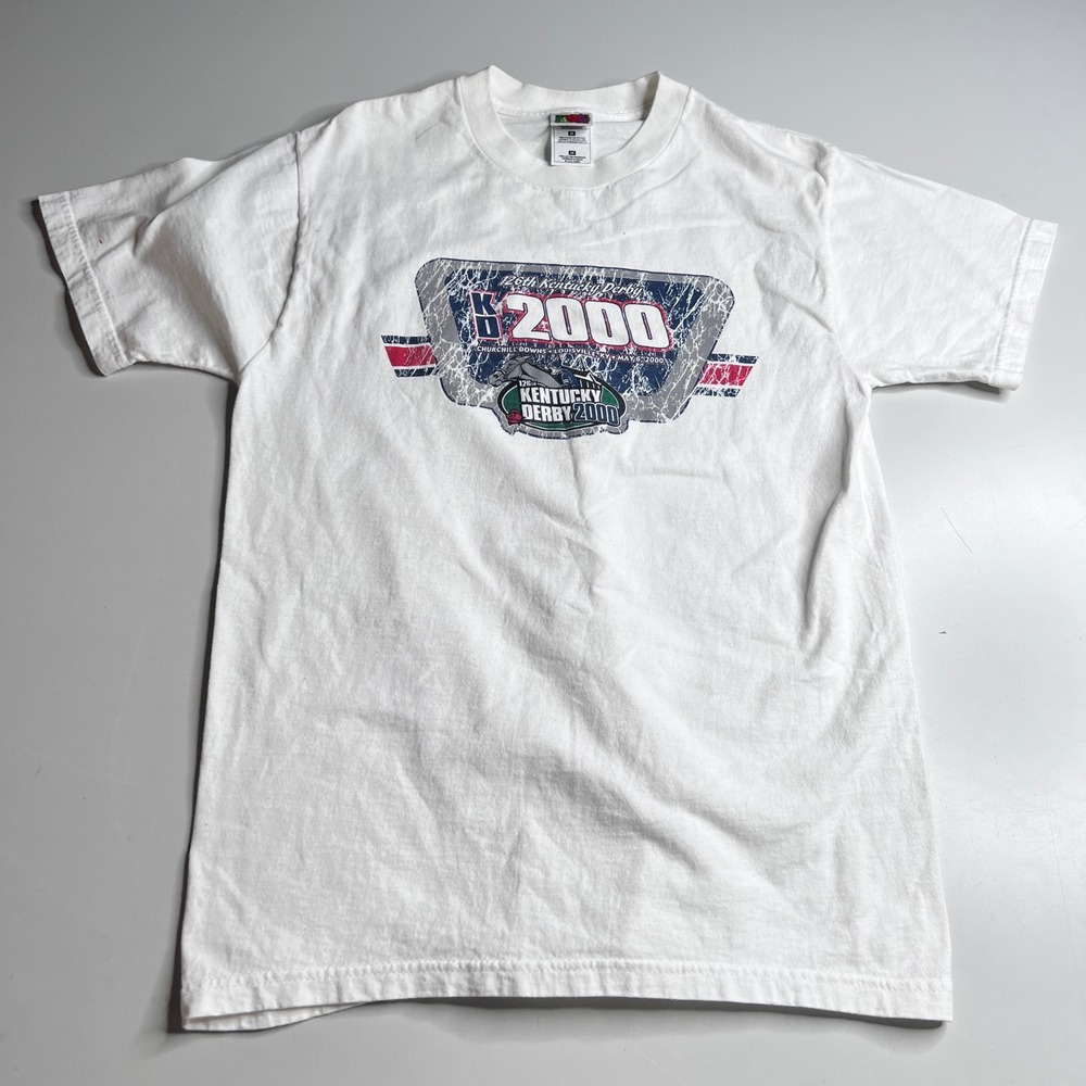 Vintage 2000 Kentucky Derby 126th T-Shirt Fruit of the Loom White‎ Mens Medium